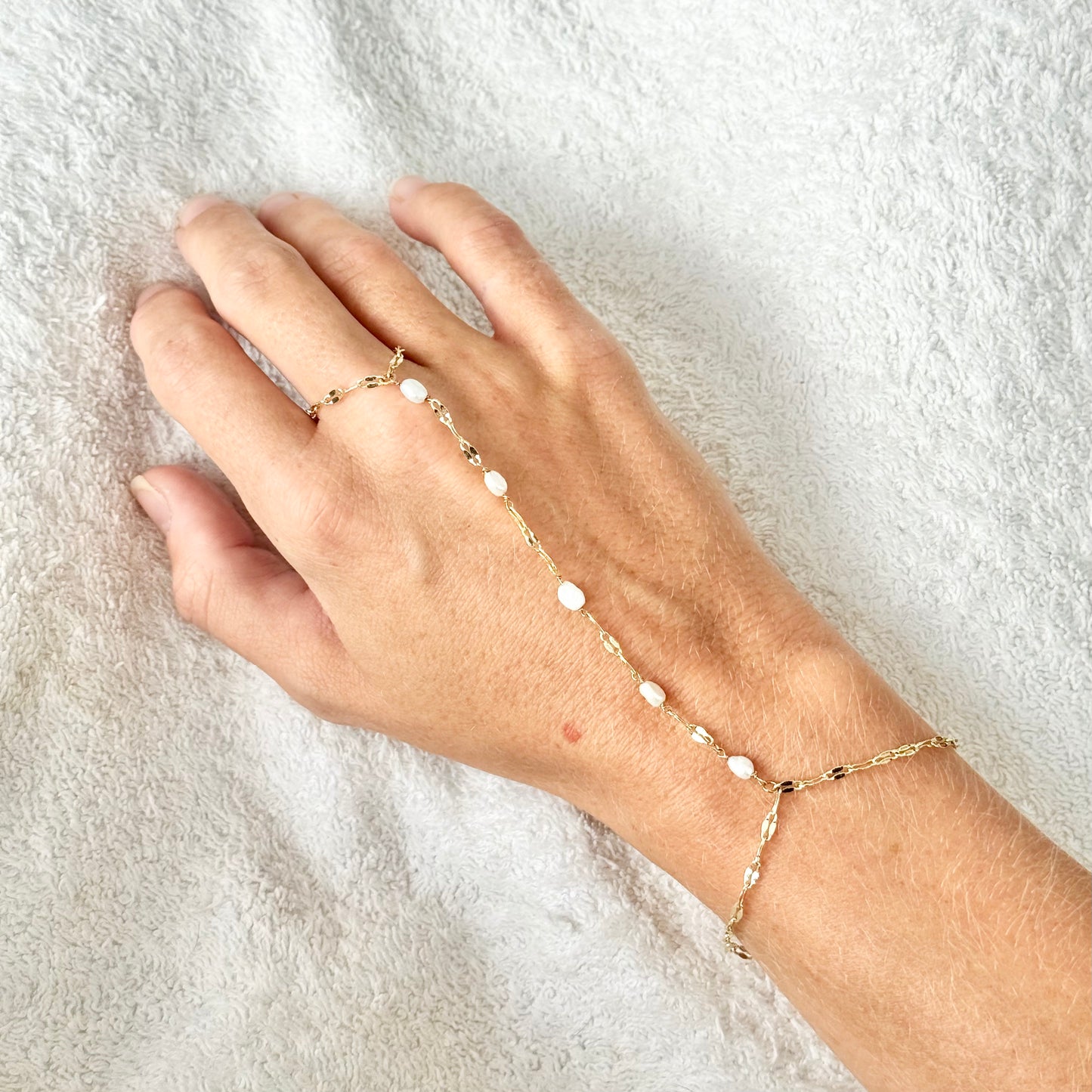 Tiny pearl hand chain