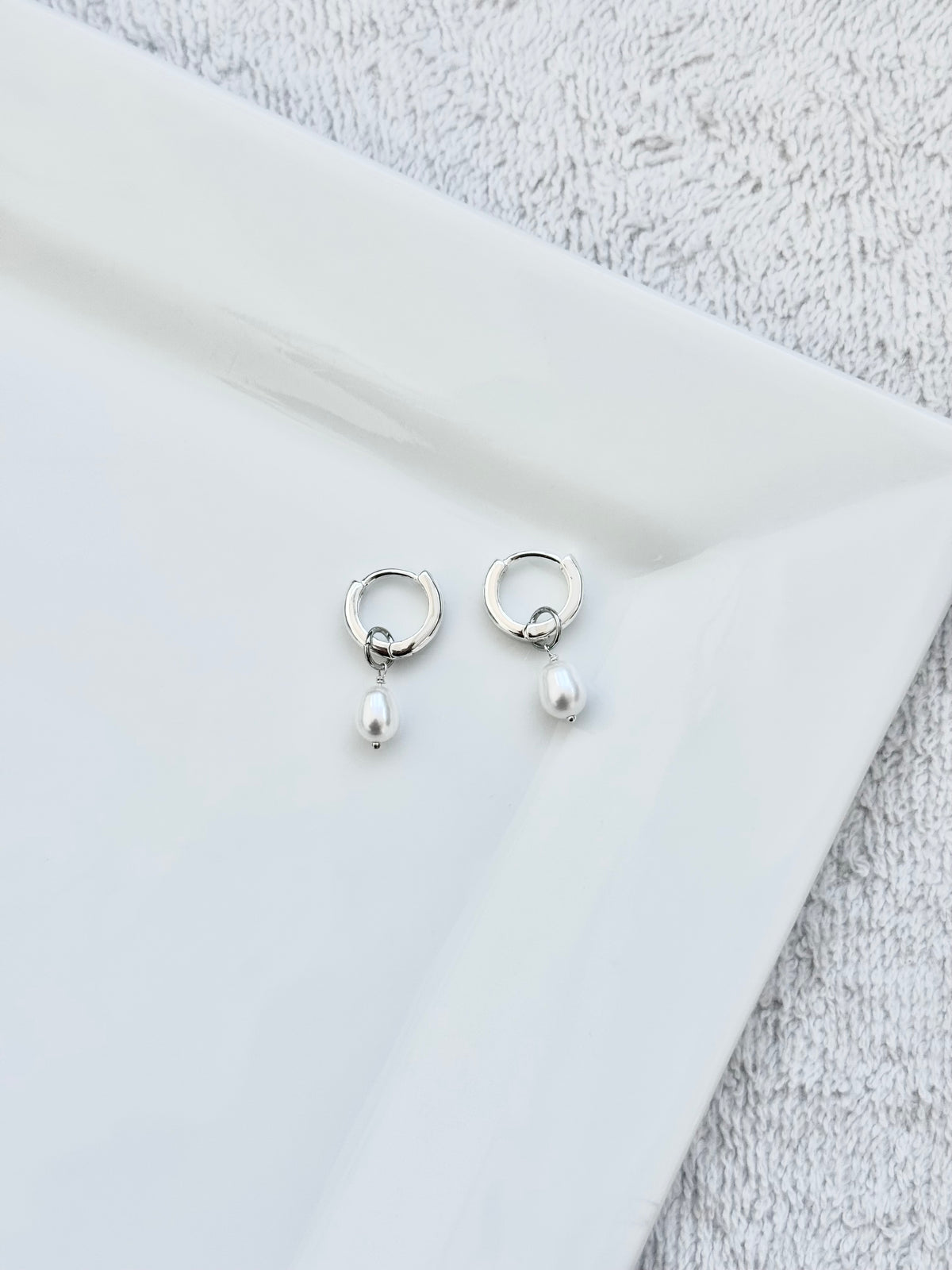 Sterling Silver Pearl Huggies