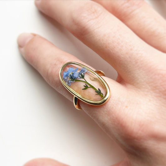 Large Forget Me Not Adjustable Ring