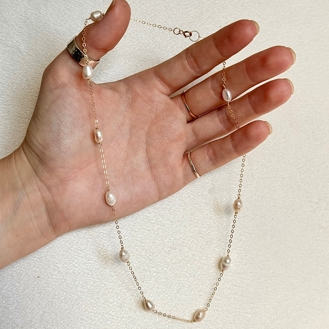 Dainty Pearl Chain Necklace