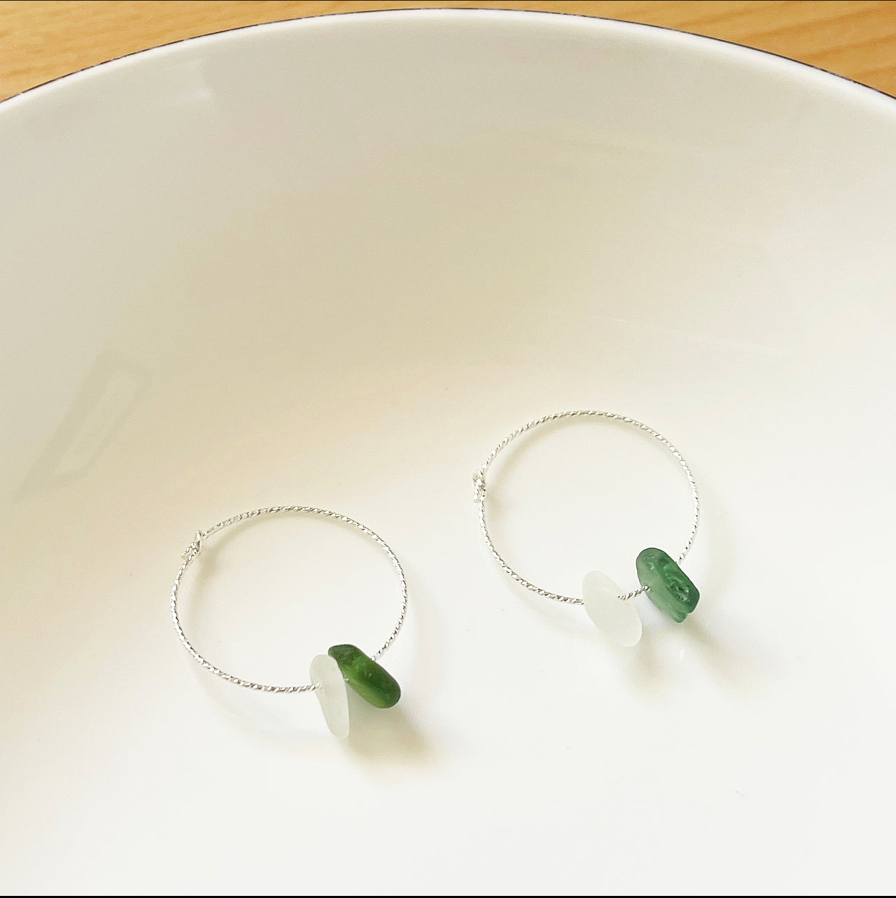 Large Sea Glass Hoops