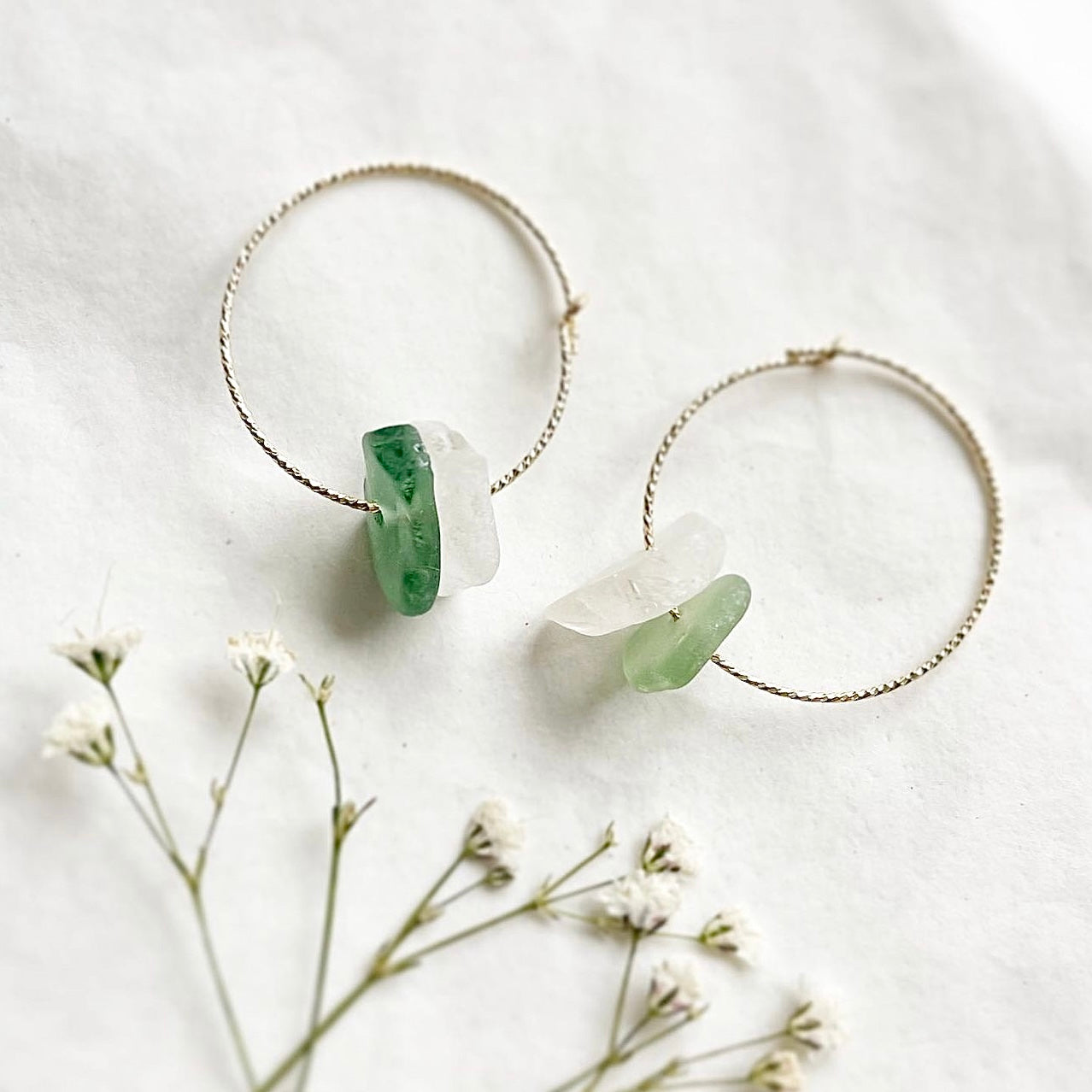 Large Sea Glass Hoops