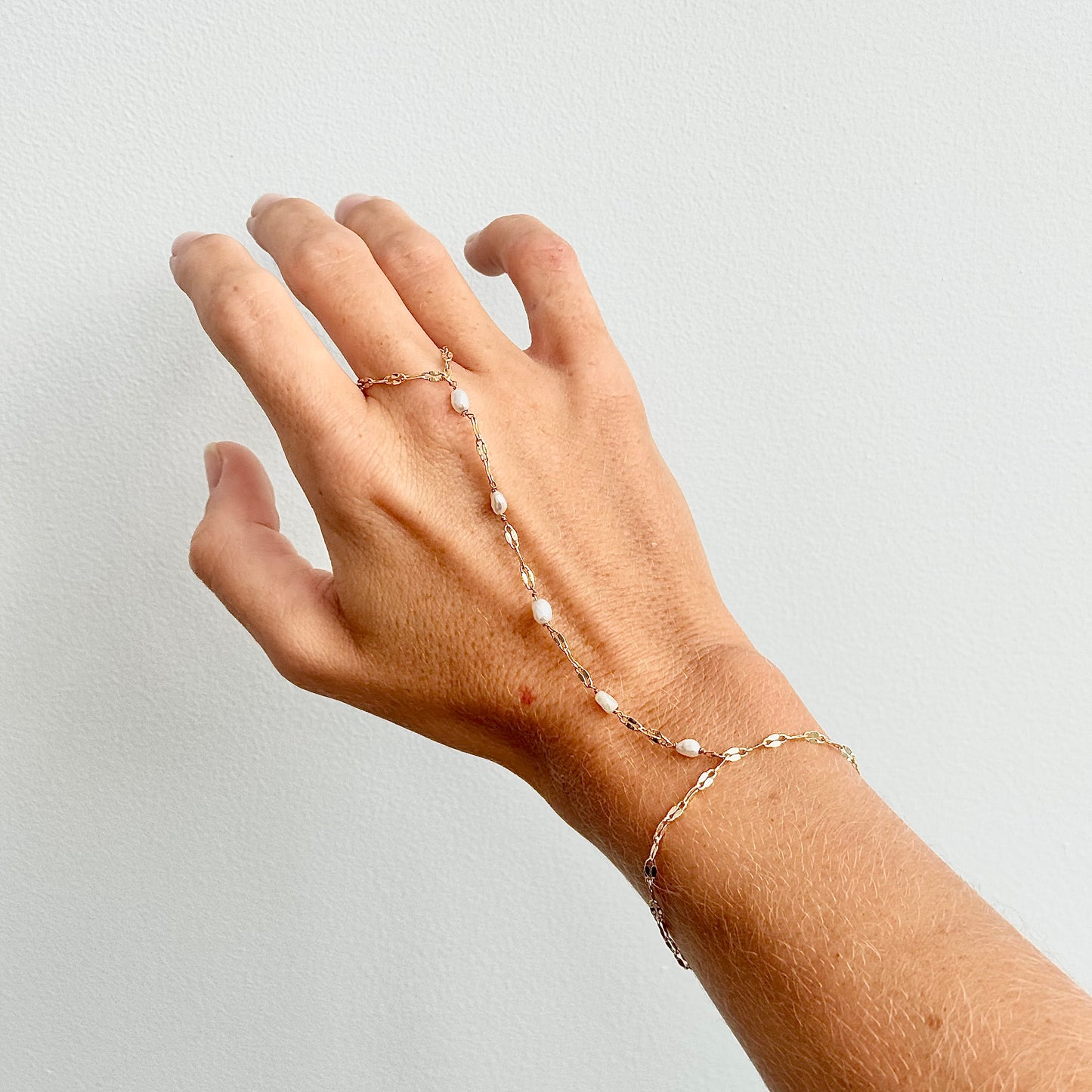 Tiny pearl hand chain