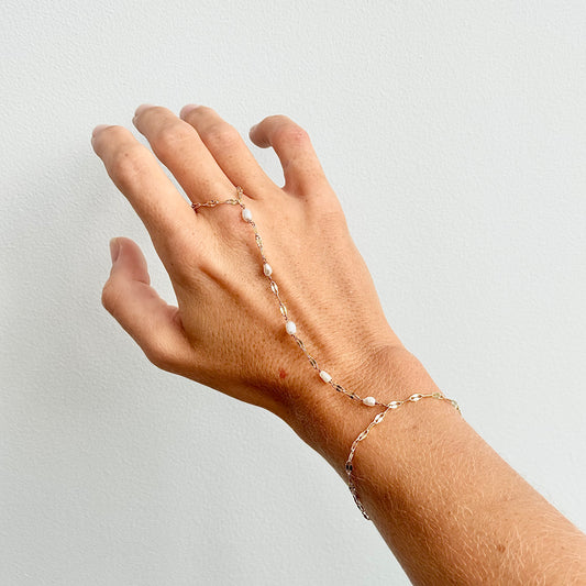 Tiny pearl hand chain